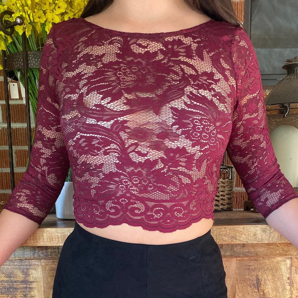 Maroon Lace Top